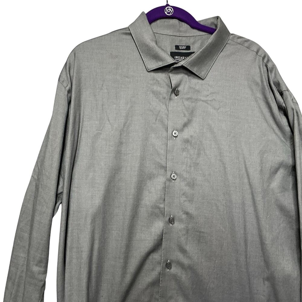 Kenneth‎ Cole Awareness Dress Shirt Men's 19 36/37 Tall Slim Fit Gray Button-Up